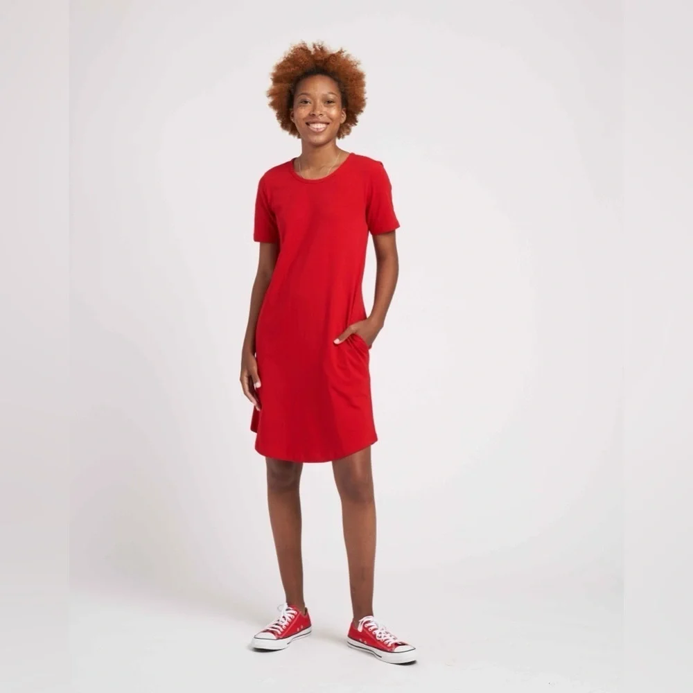 Universal Standard Halie T Shirt Dress Barbados Cherry Red Women’s Size 00-0 NEW - Picture 1 of 10
